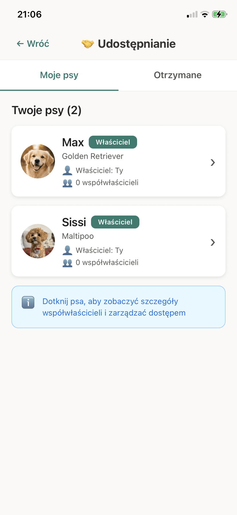 Funkcja współdzielenia profilu z rodziną